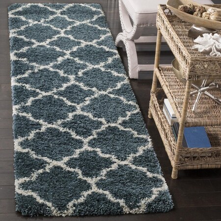 Safavieh Sgh-Hudson Shag Power Loomed Runner Rug; Slate Blue & Ivory - 2 ft. 3 in. x 10 ft. SGH282L-210